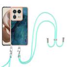 For Motorola Edge 50 Ultra Electroplating Marble Dual-side IMD Phone Case with Lanyard(Green 017) - 2