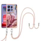 For Motorola Edge 50 Pro Electroplating Marble Dual-side IMD Phone Case with Lanyard(Rose Red 014) - 2