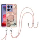 For Motorola Edge 50 Pro Electroplating Marble Dual-side IMD Phone Case with Lanyard(Rose Gold 015) - 2