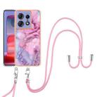 For Motorola Edge 50 Pro Electroplating Marble Dual-side IMD Phone Case with Lanyard(Pink 013) - 2