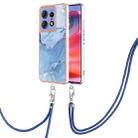 For Motorola Edge 50 Pro Electroplating Marble Dual-side IMD Phone Case with Lanyard(Blue 018) - 1