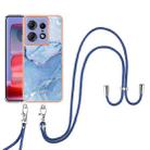 For Motorola Edge 50 Pro Electroplating Marble Dual-side IMD Phone Case with Lanyard(Blue 018) - 2