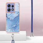 For Motorola Edge 50 Pro Electroplating Marble Dual-side IMD Phone Case with Lanyard(Blue 018) - 3