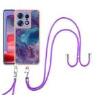 For Motorola Edge 50 Pro Electroplating Marble Dual-side IMD Phone Case with Lanyard(Purple 016) - 2