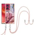 For Motorola Edge 50 Fusion Electroplating Marble Dual-side IMD Phone Case with Lanyard(Rose Red 014) - 2