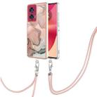 For Motorola Edge 50 Fusion Electroplating Marble Dual-side IMD Phone Case with Lanyard(Rose Gold 015) - 1