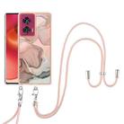 For Motorola Edge 50 Fusion Electroplating Marble Dual-side IMD Phone Case with Lanyard(Rose Gold 015) - 2