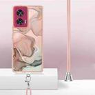 For Motorola Edge 50 Fusion Electroplating Marble Dual-side IMD Phone Case with Lanyard(Rose Gold 015) - 3