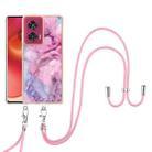 For Motorola Edge 50 Fusion Electroplating Marble Dual-side IMD Phone Case with Lanyard(Pink 013) - 2