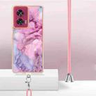 For Motorola Edge 50 Fusion Electroplating Marble Dual-side IMD Phone Case with Lanyard(Pink 013) - 3