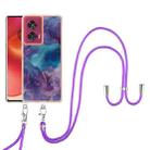 For Motorola Edge 50 Fusion Electroplating Marble Dual-side IMD Phone Case with Lanyard(Purple 016) - 2