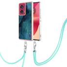 For Motorola Edge 50 Fusion Electroplating Marble Dual-side IMD Phone Case with Lanyard(Green 017) - 1