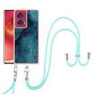 For Motorola Edge 50 Fusion Electroplating Marble Dual-side IMD Phone Case with Lanyard(Green 017) - 2