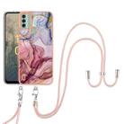 For Nokia C31 Electroplating Marble Dual-side IMD Phone Case with Lanyard(Rose Red 014) - 1