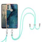 For Nokia C31 Electroplating Marble Dual-side IMD Phone Case with Lanyard(Green 017) - 1