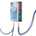 For Nokia C12 Electroplating Marble Dual-side IMD Phone Case with Lanyard(Blue 018) - 1