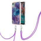 For Nokia C12 Electroplating Marble Dual-side IMD Phone Case with Lanyard(Purple 016) - 1