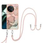 For OnePlus 11 Electroplating Marble Dual-side IMD Phone Case with Lanyard(Rose Gold 015) - 1