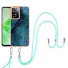For OnePlus Nord N300 Electroplating Marble Dual-side IMD Phone Case with Lanyard(Green 017) - 1