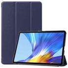 For Huawei MatePad 10.4 Custer Pattern Pure Color Tablet Horizontal Flip Leather Case with Three-folding Holder & Sleep / Wake-up Function(Dark Blue) - 1