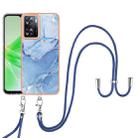 For OPPO A57 4G 2022 Electroplating Marble Dual-side IMD Phone Case with Lanyard(Blue 018) - 1