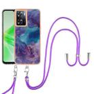 For OPPO A57 4G 2022 Electroplating Marble Dual-side IMD Phone Case with Lanyard(Purple 016) - 1