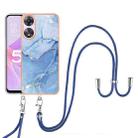 For OPPO A78 / A58 Electroplating Marble Dual-side IMD Phone Case with Lanyard(Blue 018) - 1