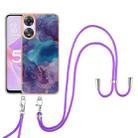 For OPPO A78 / A58 Electroplating Marble Dual-side IMD Phone Case with Lanyard(Purple 016) - 1