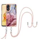 For OPPO Reno8 T 4G Electroplating Marble Dual-side IMD Phone Case with Lanyard(Rose Red 014) - 1