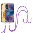 For OPPO Reno8 T 4G Electroplating Marble Dual-side IMD Phone Case with Lanyard(Purple 016) - 1