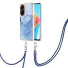 For OPPO A98 Electroplating Marble Dual-side IMD Phone Case with Lanyard(Blue 018) - 1