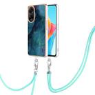 For OPPO A98 Electroplating Marble Dual-side IMD Phone Case with Lanyard(Green 017) - 1