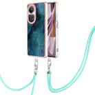 For OPPO Reno10 Pro 5G Global Electroplating Marble Dual-side IMD Phone Case with Lanyard(Green 017) - 1
