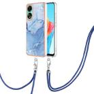 For OPPO A78 4G Electroplating Marble Dual-side IMD Phone Case with Lanyard(Blue 018) - 1