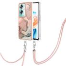 For OPPO A79 5G Global Electroplating Marble Dual-side IMD Phone Case with Lanyard(Rose Gold 015) - 1