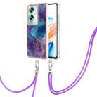 For OPPO A79 5G Global Electroplating Marble Dual-side IMD Phone Case with Lanyard(Purple 016) - 1