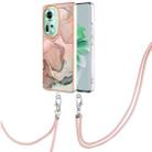 For OPPO Reno11 5G Global Electroplating Marble Dual-side IMD Phone Case with Lanyard(Rose Gold 015) - 1