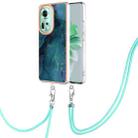 For OPPO Reno11 5G Global Electroplating Marble Dual-side IMD Phone Case with Lanyard(Green 017) - 1