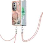 For OPPO Reno11 Pro 5G Global Electroplating Marble Dual-side IMD Phone Case with Lanyard(Rose Gold 015) - 1