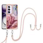 For OPPO Reno12 Pro Global Electroplating Marble Dual-side IMD Phone Case with Lanyard(Rose Red 014) - 2