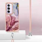 For OPPO Reno12 Pro Global Electroplating Marble Dual-side IMD Phone Case with Lanyard(Rose Red 014) - 3