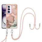 For OPPO Reno12 Pro Global Electroplating Marble Dual-side IMD Phone Case with Lanyard(Rose Gold 015) - 2