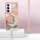 For OPPO Reno12 Pro Global Electroplating Marble Dual-side IMD Phone Case with Lanyard(Rose Gold 015) - 3