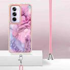 For OPPO Reno12 Pro Global Electroplating Marble Dual-side IMD Phone Case with Lanyard(Pink 013) - 3