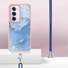 For OPPO Reno12 Pro Global Electroplating Marble Dual-side IMD Phone Case with Lanyard(Blue 018) - 3