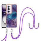 For OPPO Reno12 Pro Global Electroplating Marble Dual-side IMD Phone Case with Lanyard(Purple 016) - 2
