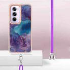 For OPPO Reno12 Pro Global Electroplating Marble Dual-side IMD Phone Case with Lanyard(Purple 016) - 3