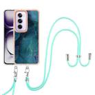 For OPPO Reno12 Pro Global Electroplating Marble Dual-side IMD Phone Case with Lanyard(Green 017) - 2