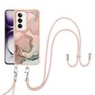 For OPPO Reno12 Global Electroplating Marble Dual-side IMD Phone Case with Lanyard(Rose Gold 015) - 2