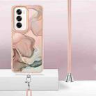 For OPPO Reno12 Global Electroplating Marble Dual-side IMD Phone Case with Lanyard(Rose Gold 015) - 3